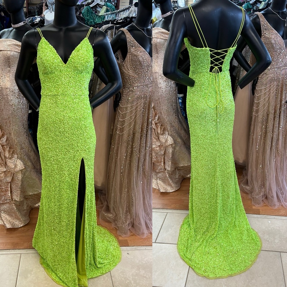Jovani 23148 lime green long sequin prom dress size 4